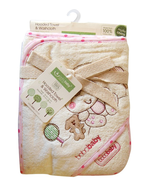 Badcape + tvättlapp ROSA/BLÅ