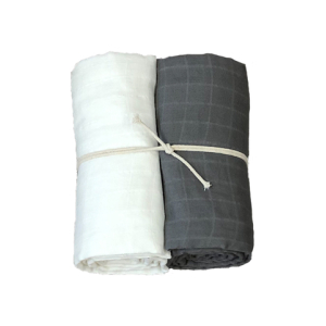 MUSLINFILT 2 PACK 70X70 VIT/GRÅ