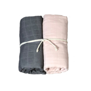 MUSLINFILT 2PACK 115X115 GRÅ/ROSA