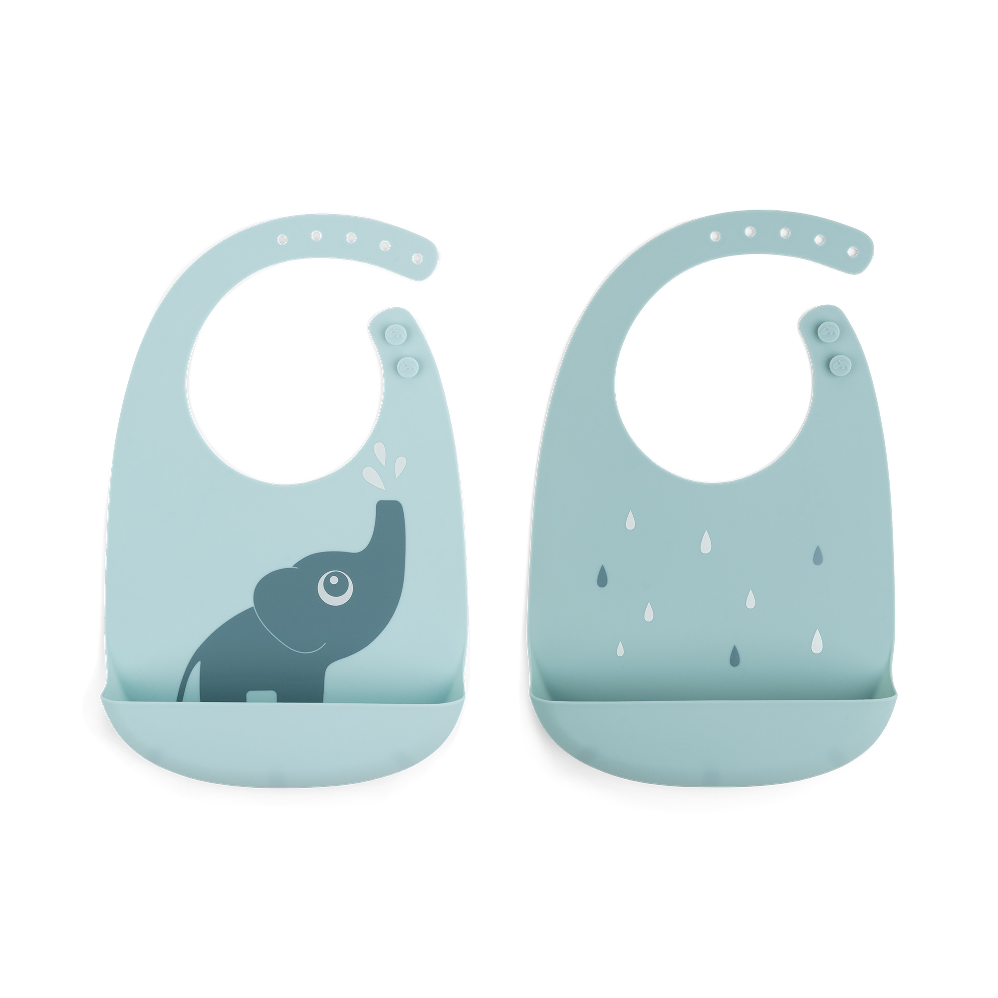 Silicone bib 2-pack - Elphee - Blue