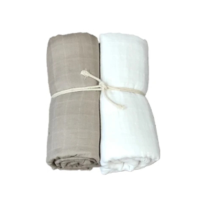 Muslinfilt 2-pack 70x70 Vit/linne