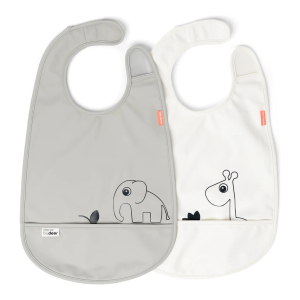 Miixi - Barn & baby>Äta & dricka>Haklappar - Done By Deer - Haklapp 2-pack Velcro Grå/Beige Deer Friends