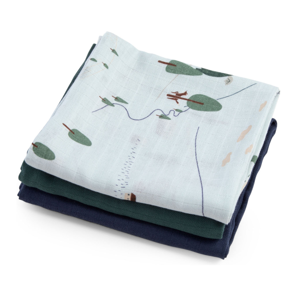 Miixi - Barn & baby>Hälsa & hygien>Muslinfiltar - Sebra - Muslinfilt Dragon Tales GOTS 3-pack 75x75 cm