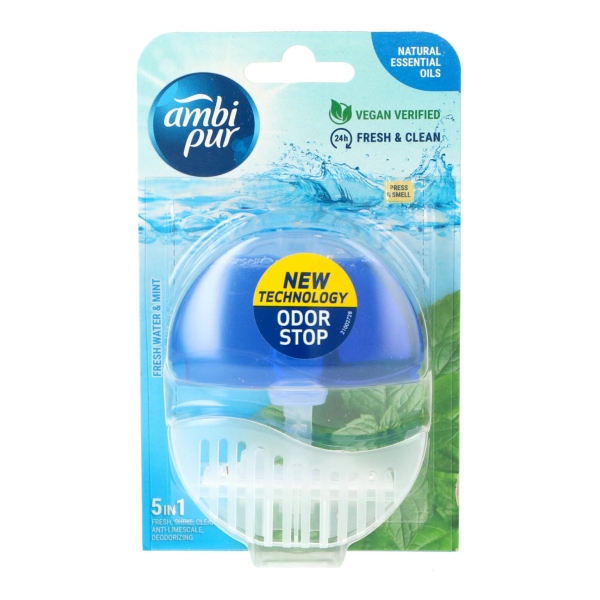 Miixi - Home>Städ & rengöring>Rumsdofter - Ambi Pur - Toalettblock 5 in 1 Starter Fresh Water & Mint 55 ml