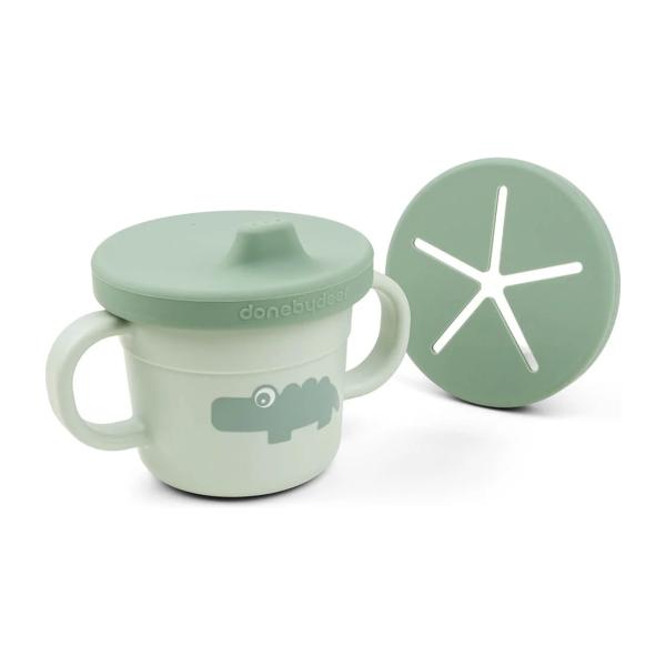 Miixi - Barn & baby>Äta & dricka - Done By Deer - Foodie Snackkopp&Pipmugg Croco 215 ml