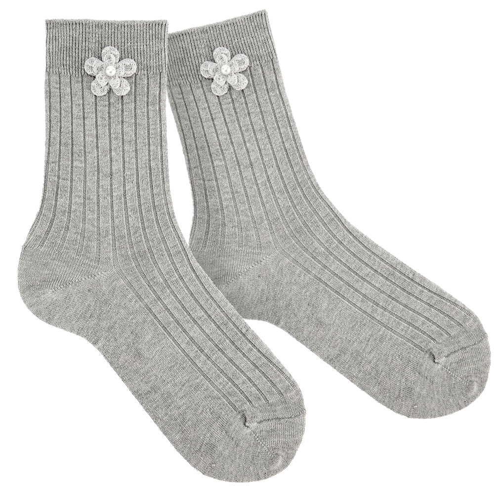 Miixi - Kläder>Strumpor & strumpbyxor - Condor - Ribbade Strumpor med Blomapplikation