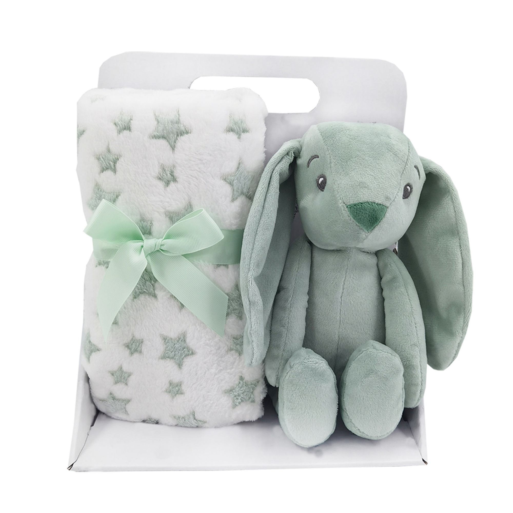 Miixi - Barn & baby / Sova / Filtar - Carlo Baby - Fleecefilt Stjärna & Gosedjur Grön Kanin