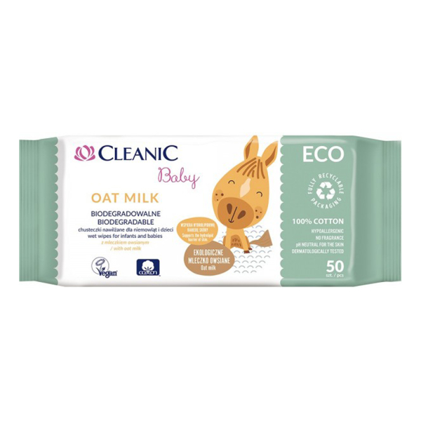 Miixi - Barn & baby / Hälsa & hygien / Våtservetter - Cleanic Baby - Våtservetter ECO Oat Milk 50-pack