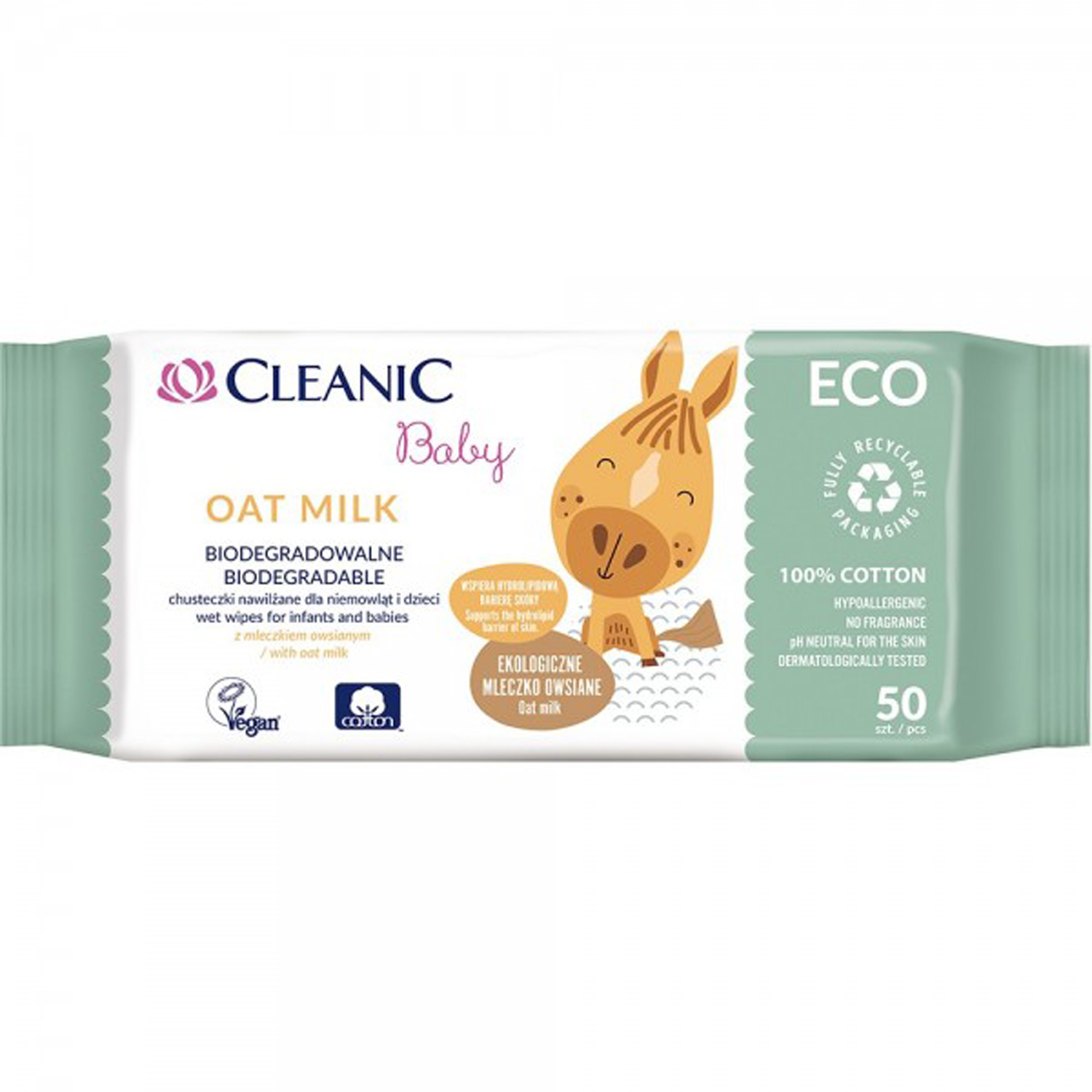 Miixi - Barn & baby / Hälsa & hygien / Våtservetter - Cleanic Baby - Våtservetter ECO Oat Milk 50-pack