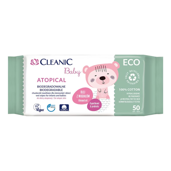 Miixi - Barn & baby / Hälsa & hygien / Våtservetter - Cleanic Baby - Våtservetter ECO Atopical 50-pack