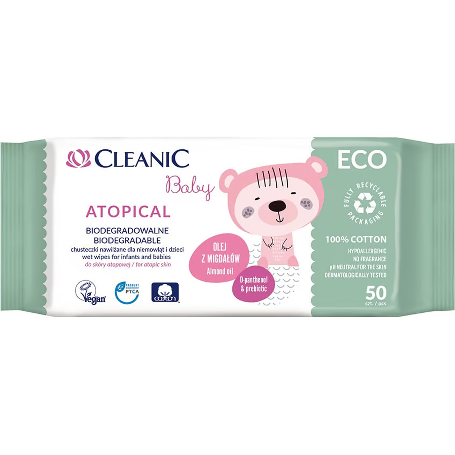 Miixi - Barn & baby / Hälsa & hygien / Våtservetter - Cleanic Baby - Våtservetter ECO Atopical 50-pack