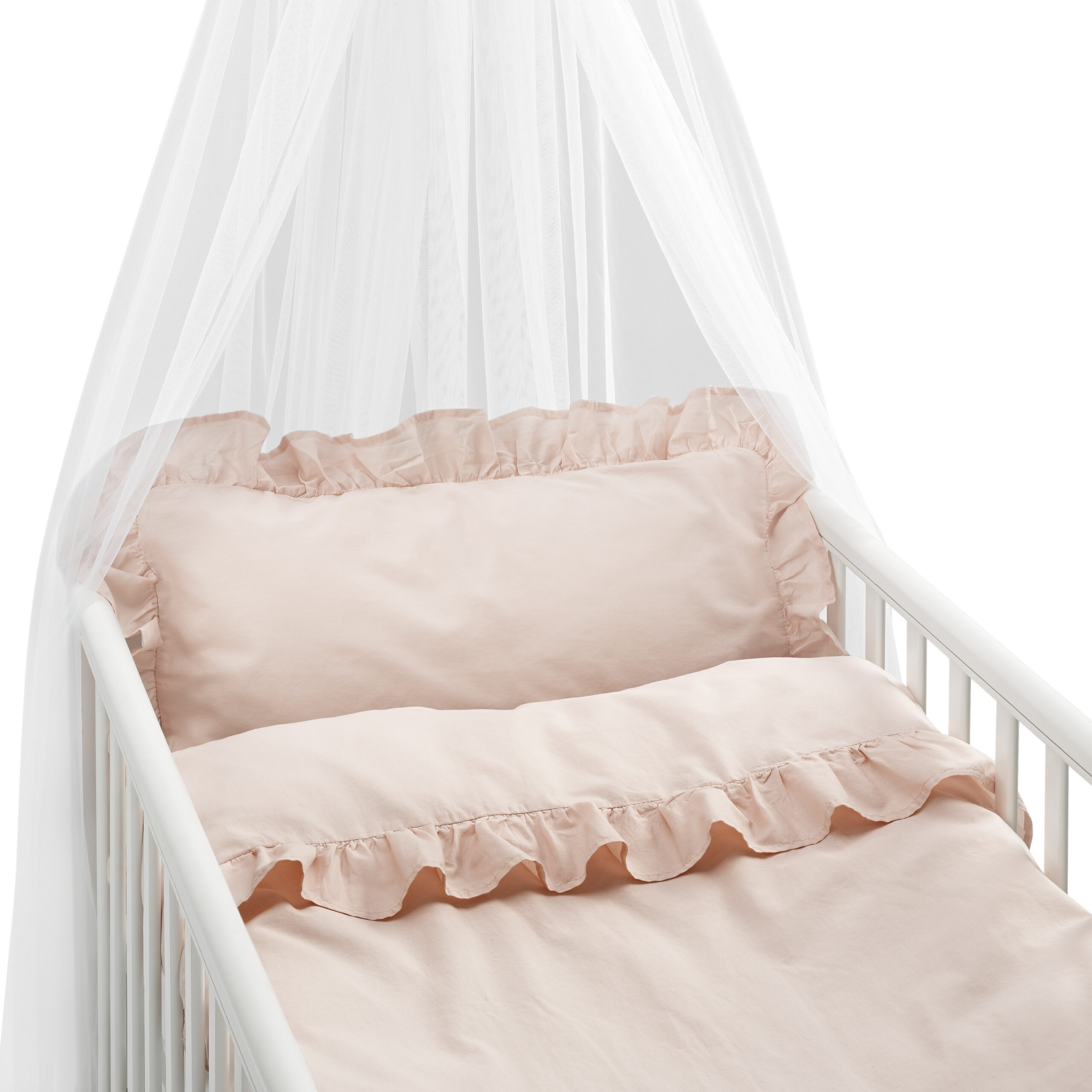 Miixi - Hem & inredning / Barnrummet / Barnsängkläder / Påslakan barn - Borganäs - Bäddset 2-Dels 100x130 cm Volang Rosa Oeko-Tex Svanen