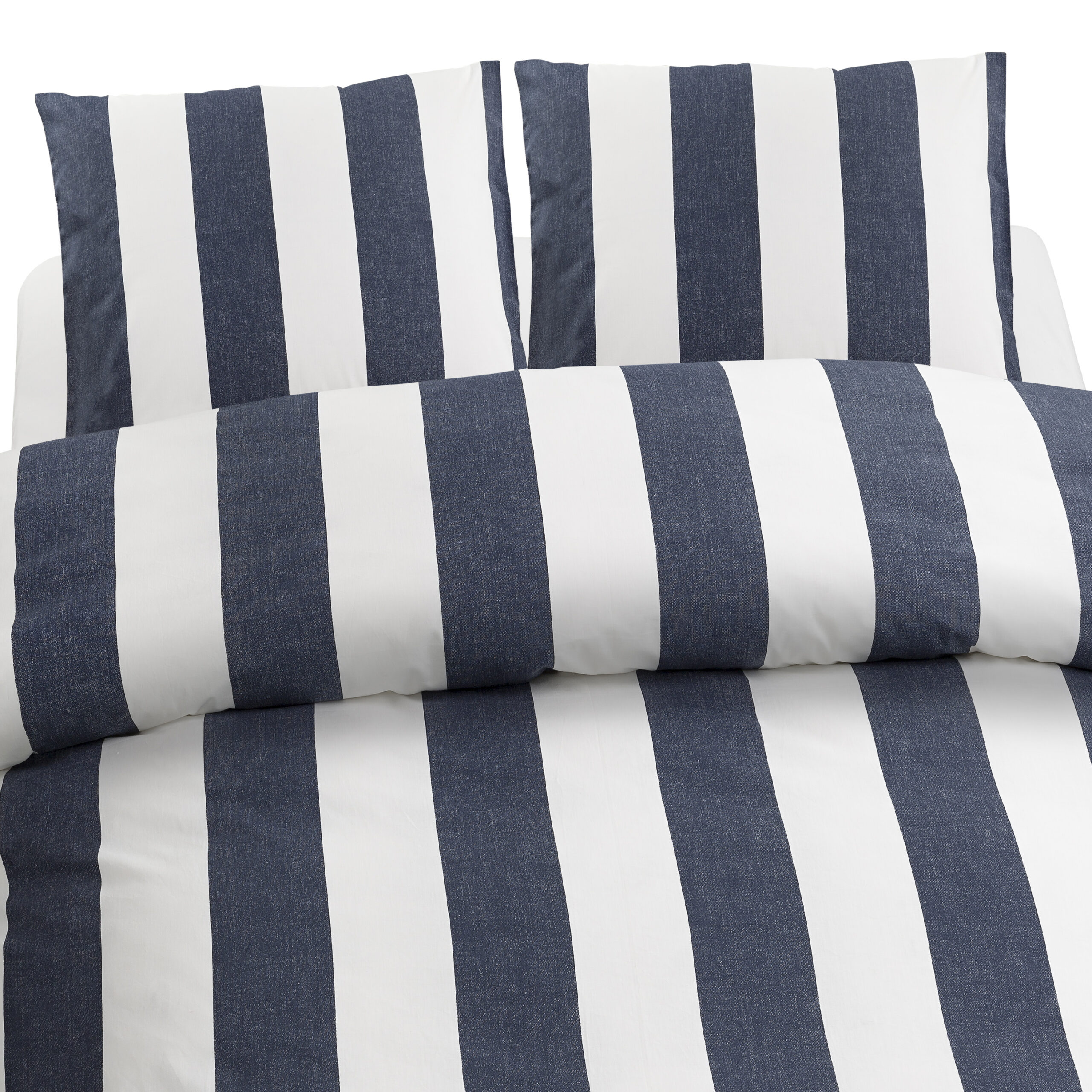 Miixi - Hem & inredning / Sovrum / Bäddset - Borganäs - Bäddset 3-Dels Block Stripe Blå 220x210 cm Oeko-Tex Svanen