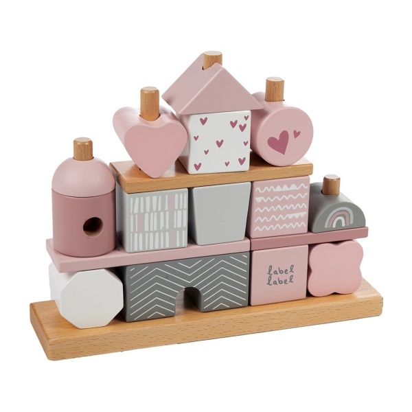 Miixi - Leksaker / Babyleksaker / Aktivitetsleksaker / Stapelleksaker - Label Label - Stapelleksak Hus Rosa