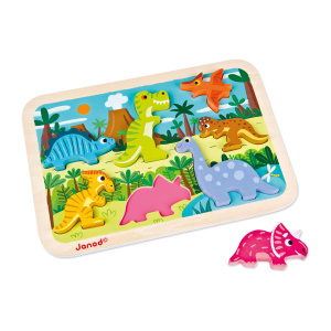 Miixi - Leksaker / Innelek / Lek & lär / Spel & pussel - Janod - Träpussel Chunky Puzzle Dinosaurs 7 bitar