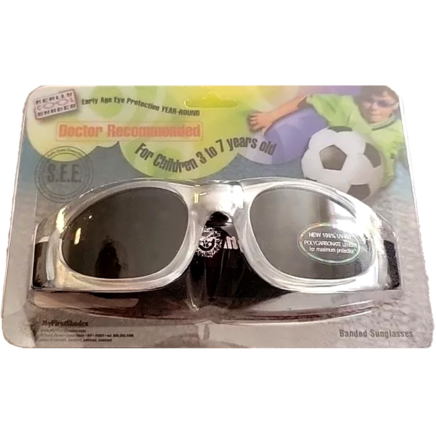 Miixi - Kläder / Barn / Accessoarer / Solglasögon Barn - MyFirstShades - Solglasögon Rem Silver UV 400 Rem 3-7y 13 cm