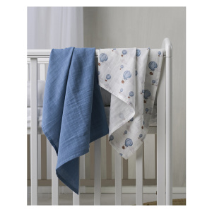 Barnfilt Muslinwrap 70x70 Ballong/Blå 2-pack