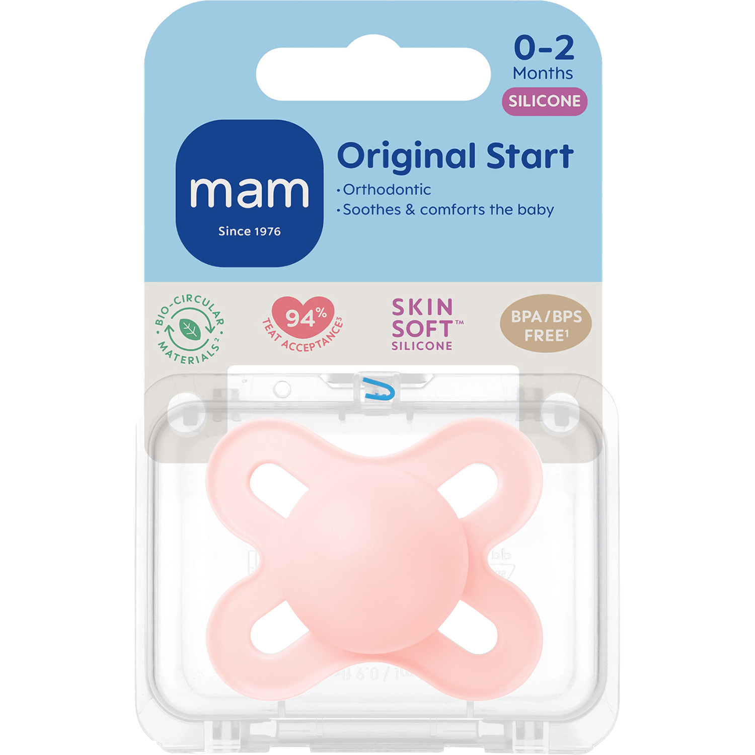 Miixi -  - MAM - Napp Original Start Silk 0-2m Rosa 1-pack