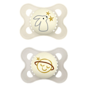 Miixi -  - MAM - Napp Night 0-6m Silicone Grå 2-pack