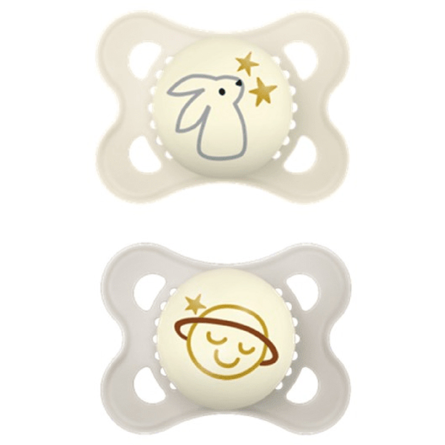 Miixi -  - MAM - Napp Night 0-6m Silicone Grå 2-pack