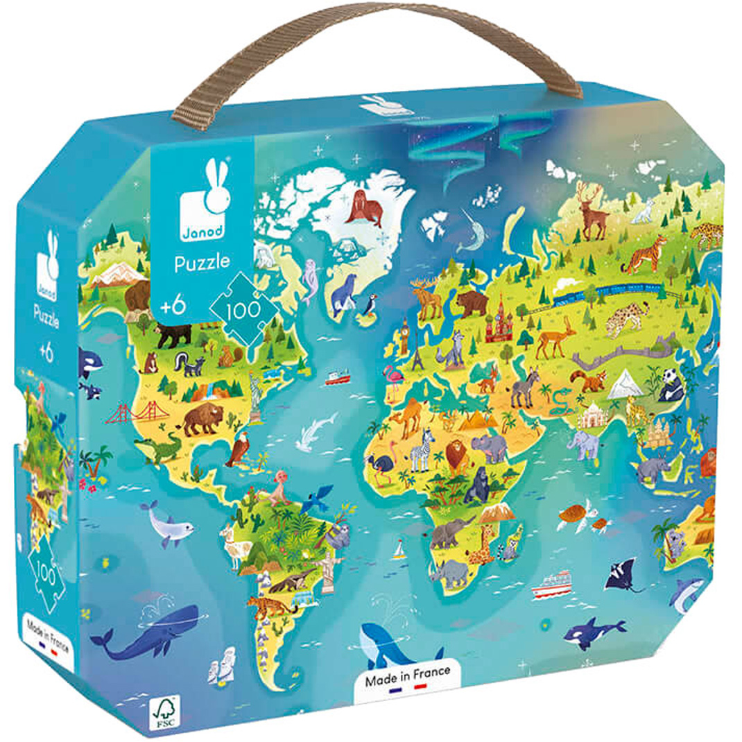 Miixi - - Janod - Pussel World Puzzle 100 bitar Miixi - - Janod - Pussel World Puzzle 100 bitar
